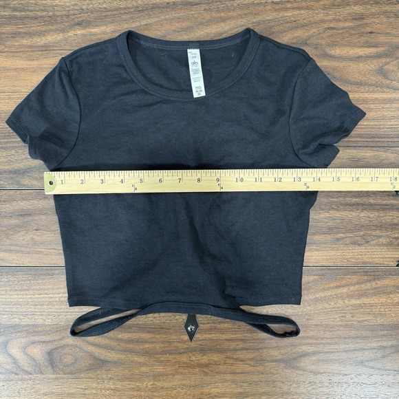 Alo Yoga Tee Woman's XS Black Halo Strappy Sides - Picture 5 of 6